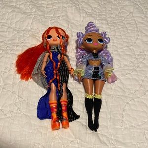 2 LOL dolls, like new.  Purple hair doll is missing her shoes.